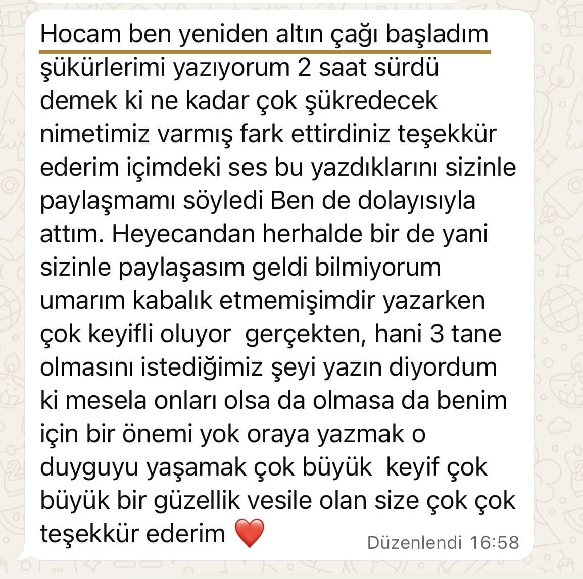 Danışan mesajı